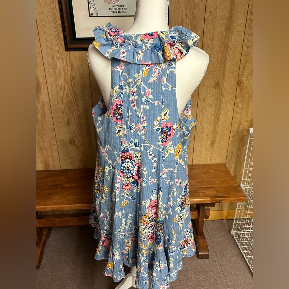 NWT Love The Label Anthropologie Cotton Bowie Blue Ruffle Mini Dress Size L - Picture 9 of 12